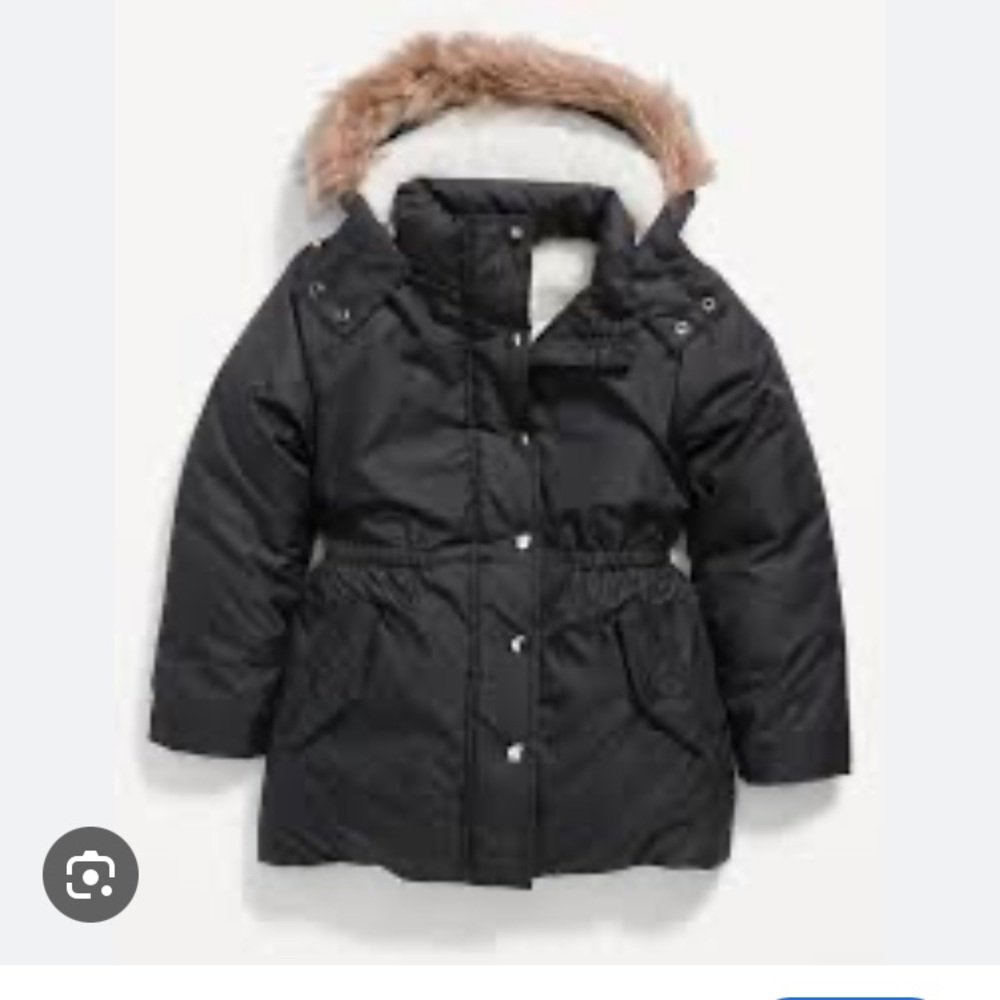 Old Navy Black Puffer Jacket with Faux Fur Hood
